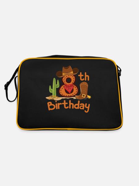 Cowboy 8th Birthday Gift Children's Birthday Party - Retro Bag - black/gold - Back