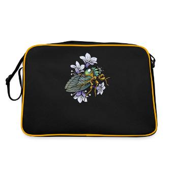 Zikade I Insektenforscher Insekten Motiv für - Retro Tasche - Schwarz/Gold - Hinten