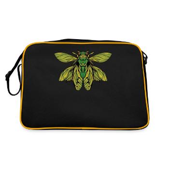 Zikade I Insektenforscher Insekten Motiv für - Retro Tasche - Schwarz/Gold - Hinten