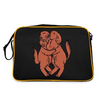 Irish Setter Hund Irischer Roter Setter Pärchen - Retro Tasche - Schwarz/Gold - Hinten