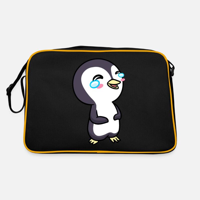 Pinguin Chibi Kawaii Lachendes Emoticon Retro Tasche