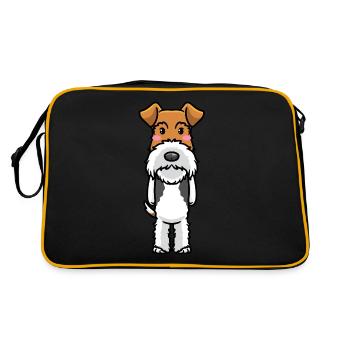 Foxterrier Drahthaar Hund Emoticon Hunde - Retro Tasche - Schwarz/Gold - Hinten