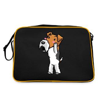Foxterrier Drahthaar Hund Emoticon Hunde - Retro Tasche - Schwarz/Gold - Hinten