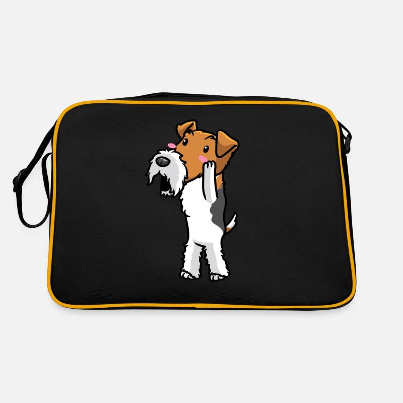 Foxterrier Drahthaar Hund Emoticon Hunde Retro Tasche