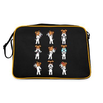 Foxterrier Drahthaar Hund Emoticon Hunde - Retro Tasche - Schwarz/Gold - Hinten