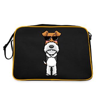 Foxterrier Drahthaar Hund Mit Sonnenbrille - Retro Tasche - Schwarz/Gold - Hinten