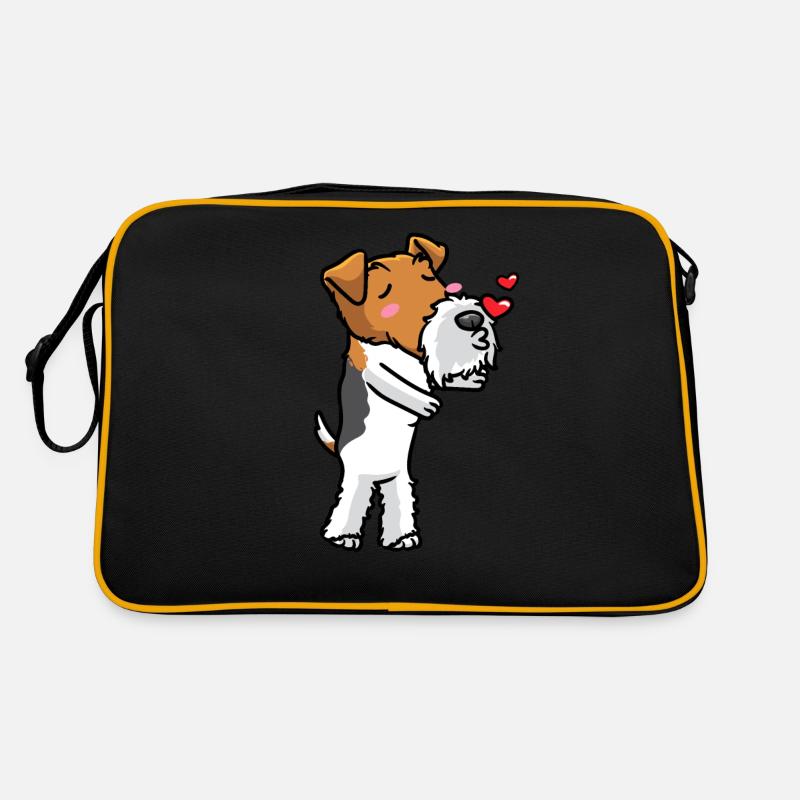 Foxterrier Drahthaar Hund Küsse Emoticon Retro Tasche