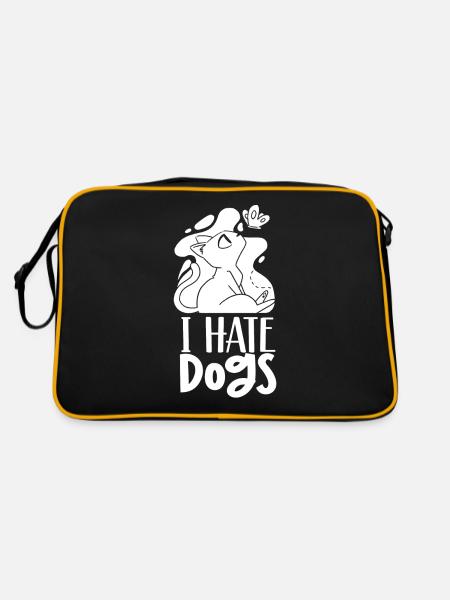 I Hate Dogs Lovers Cat Cats Pet - Retro Bag - black/gold - Back