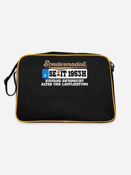 1953 Kennzeichen Geburtstag - Retro Tasche - Schwarz/Gold - Hinten