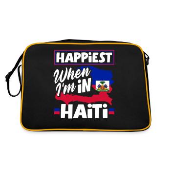 Haïti Haïti Haïti drapeau le plus heureux quand je suis en Haïti - Sac Retro - noir/or - Dos