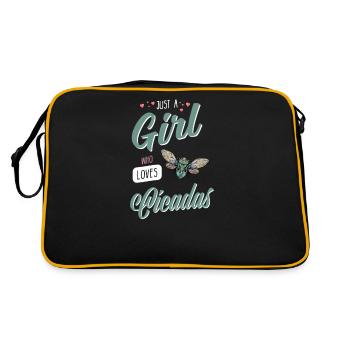 Zikade I Insektenforscher Insekten Motiv - Retro Tasche - Schwarz/Gold - Hinten
