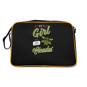 Zikade I Insektenforscher Insekten Motiv - Retro Tasche - Schwarz/Gold - Hinten