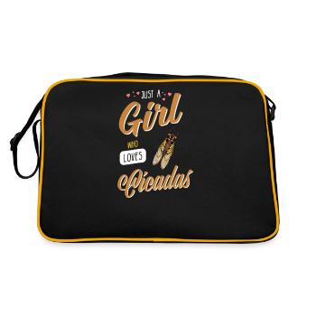 Zikade I Insektenforscher Insekten Motiv - Retro Tasche - Schwarz/Gold - Hinten