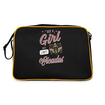 Zikade I Insektenforscher Insekten Motiv - Retro Tasche - Schwarz/Gold - Hinten