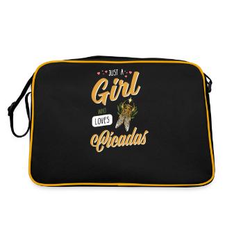 Zikade I Insektenforscher Insekten Motiv - Retro Tasche - Schwarz/Gold - Hinten