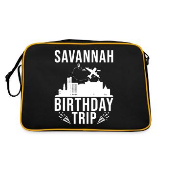 Savannah Geburtstagsreise Savannah - Retro Tasche - Schwarz/Gold - Hinten