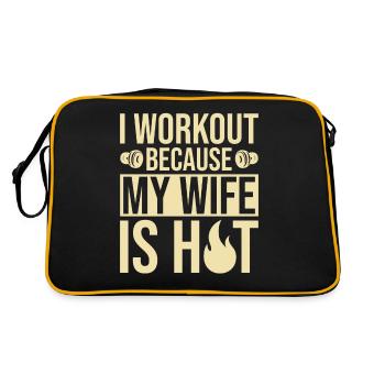 I train because my wife is hot - Retro Bag - black/gold - Back