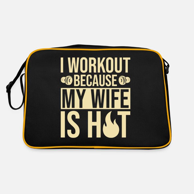 I train because my wife is hot - Retro Bag - black/gold