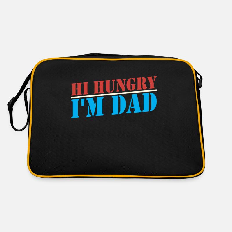 Hallo Hungrig Ich Bin Papa Vater Vater Tag Papi - Retro Tasche - Schwarz/Gold