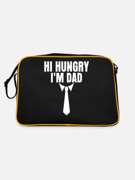 Hallo Hungrig Ich Bin Papa Vater Tag Vater Papi - Retro Tasche - Schwarz/Gold - Hinten