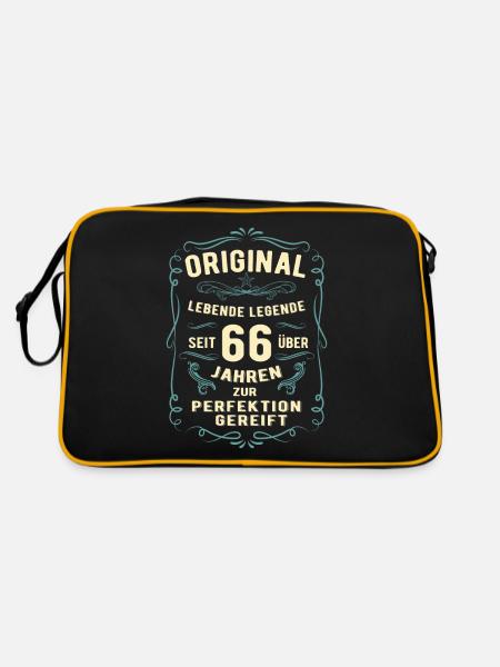 Original seit über 66 Jahren Geburtstag Geburt - Retro Tasche - Schwarz/Gold - Hinten