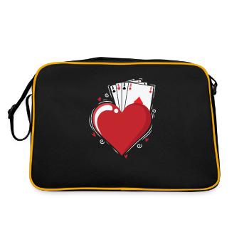 Karten Skat Herz Ass Poker Spiel Karten - Retro Tasche - Schwarz/Gold - Hinten