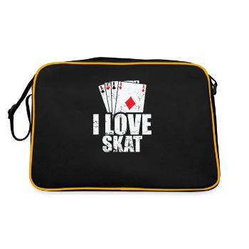 I Love Skat Kartenspiel Reizen Spielkarten - Retro Tasche - Schwarz/Gold - Hinten