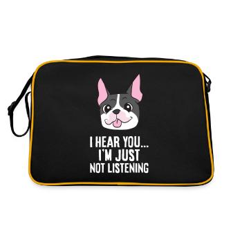 Ich höre dich, ich höre nur nicht zu Lustiger - Retro Tasche - Schwarz/Gold - Hinten