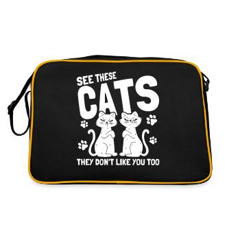 Cats Cat Owner Pet Animals Gift - Retro Bag - black/gold - Back