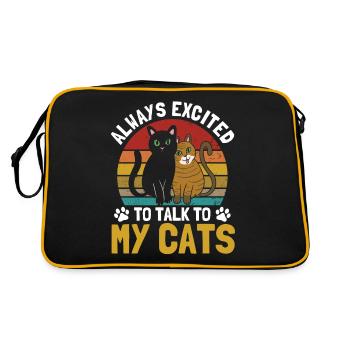 Cats Cat Owner Pet Animals Gift - Retro Bag - black/gold - Back