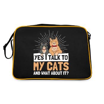 Cats Cat Owner Pet Animals Gift - Retro Bag - black/gold - Back