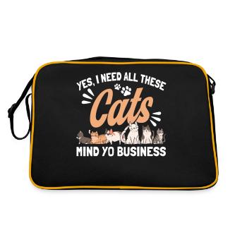 Cats Cat Owner Pet Animals Gift - Retro Bag - black/gold - Back