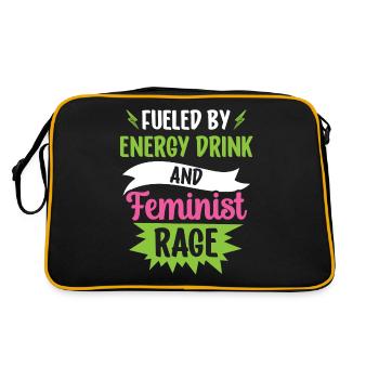 Alimenté par les boissons énergisantes et la colère féministe - Sac Retro - noir/or - Dos