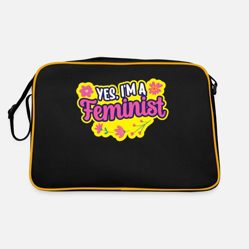 Ja Ich Bin Ein Feminist Feminismus Feministisch - Retro Tasche - Schwarz/Gold
