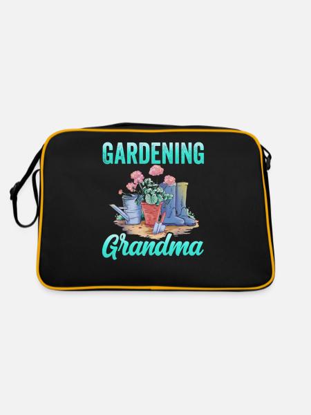 Gartenarbeit Oma Gärtnerin Garten Großmutter - Retro Tasche - Schwarz/Gold - Hinten