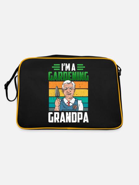 I am a gardening grandpa gardening gardening - Retro Bag - black/gold - Back