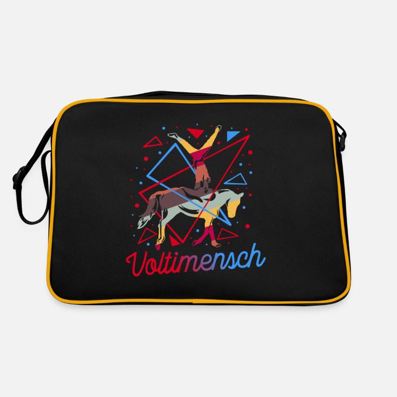 Voltigieren Voltigiererin Pferdesport Geschenk - Retro Tasche - Schwarz/Gold