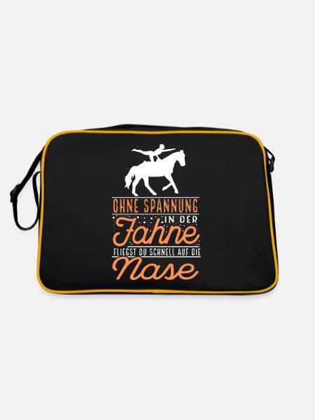 Voltigieren Voltigiererin Pferdesport Geschenk - Retro Tasche - Schwarz/Gold - Hinten