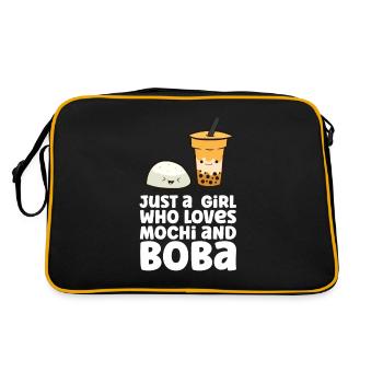 Nur ein Mädchen, das Mochi und Boba liebt - Retro Tasche - Schwarz/Gold - Hinten