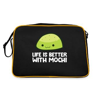 Das Leben ist besser mit Mochi - Retro Tasche - Schwarz/Gold - Hinten