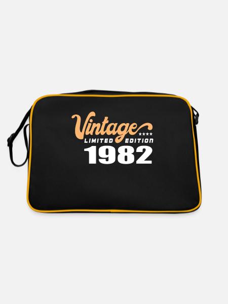 Vintage Geburtstag Geburtstag Retro 1982 Limited - Retro Tasche - Schwarz/Gold - Hinten