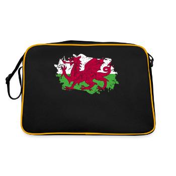 Wales Flag Grunge Wales Flag - Retro Bag - black/gold - Back