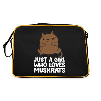 Nur ein Mädchen, das Bisamratten liebt - Retro Tasche - Schwarz/Gold - Hinten