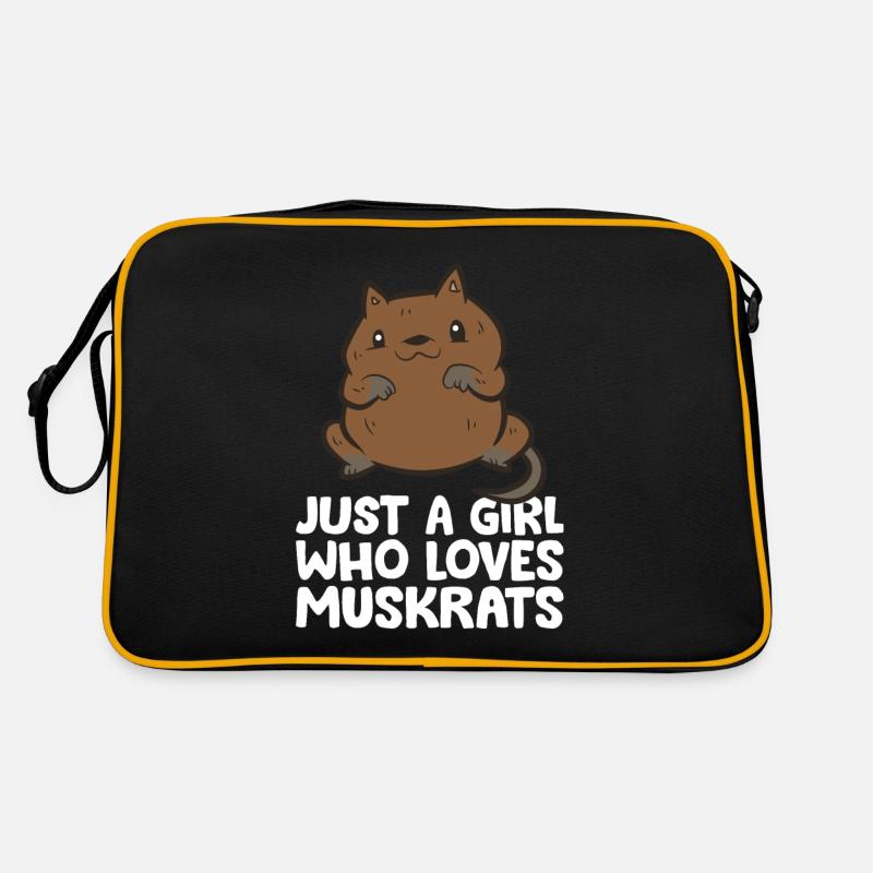 Nur ein Mädchen, das Bisamratten liebt - Retro Tasche - Schwarz/Gold