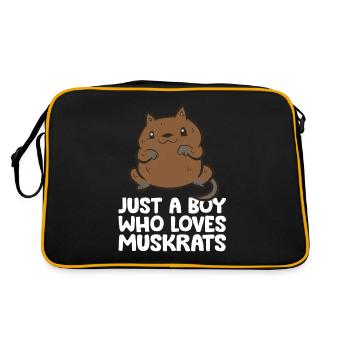 Nur ein Junge, der Bisamratten liebt - Retro Tasche - Schwarz/Gold - Hinten