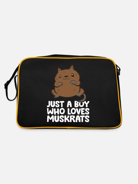 Nur ein Junge, der Bisamratten liebt - Retro Tasche - Schwarz/Gold - Hinten