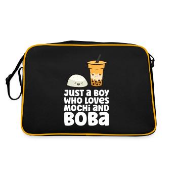 Nur ein Junge, der Mochi und Boba liebt - Retro Tasche - Schwarz/Gold - Hinten