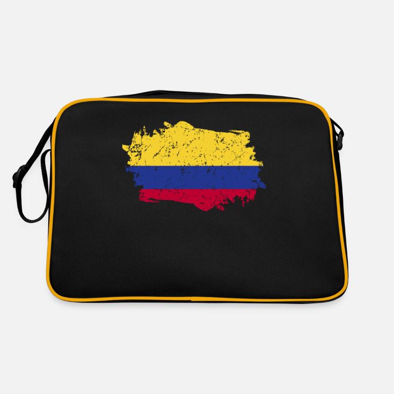 Drapeau de la Colombie Grunge Drapeau de la Colombie - Sac Retro - noir/or