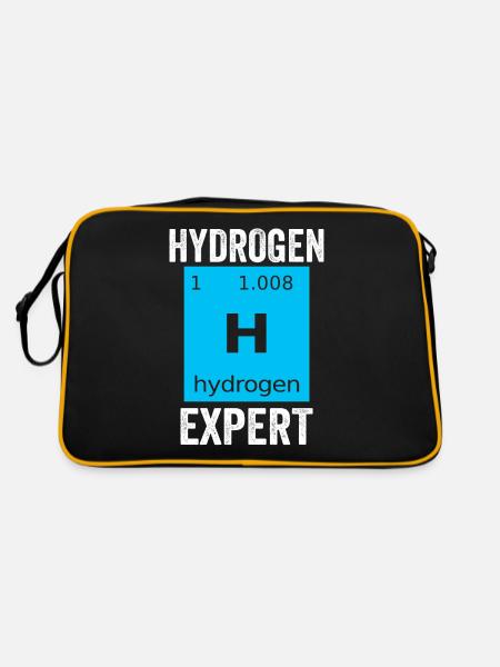 Hydrogen Expert Element Energie Wasserstoff - Retro Tasche - Schwarz/Gold - Hinten