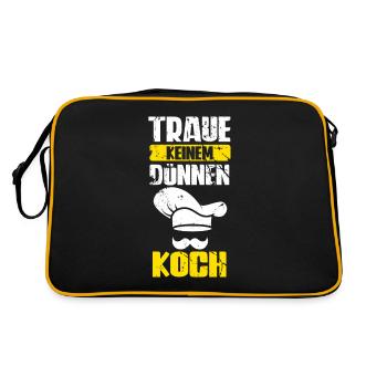 Traue Keinem Dünnen Koch - Retro Tasche - Schwarz/Gold - Hinten